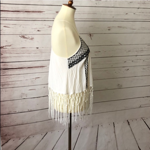 A.Peach Boho Fringe Cami Racerback Top Size Medium - Picture 5 of 7